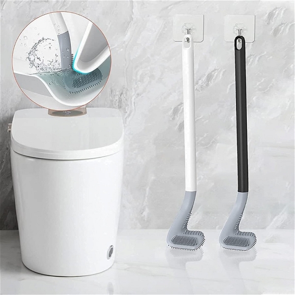 Hockey shaped toilet brush free hook