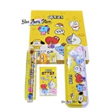 Homeoculture HomeoCulture BT21 BTS stationery Kit Including BT21 Pecil Box,2 Pencils,6 Crayon Colors,1 Ruler, Scale Eraser Sharpener (bt21 yellow kit) - 0.5