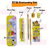 Homeoculture HomeoCulture BT21 BTS stationery Kit Including BT21 Pecil Box,2 Pencils,6 Crayon Colors,1 Ruler, Scale Eraser Sharpener (bt21 yellow kit) - 0.5