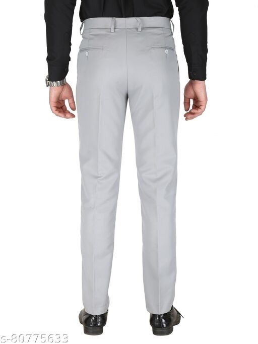Aristitch Light Grey Regular Fit Formal Trousers for Men