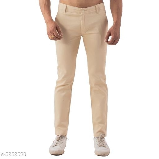 Slim Fit Mens Formal Wear Cotton Pant DesignPattern Plain Hand Wash