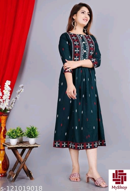 Buy Shri Krishna Fabric Womens Solid Embroidered Flared Anarkali Kurti  Online at Best Prices in India  JioMart