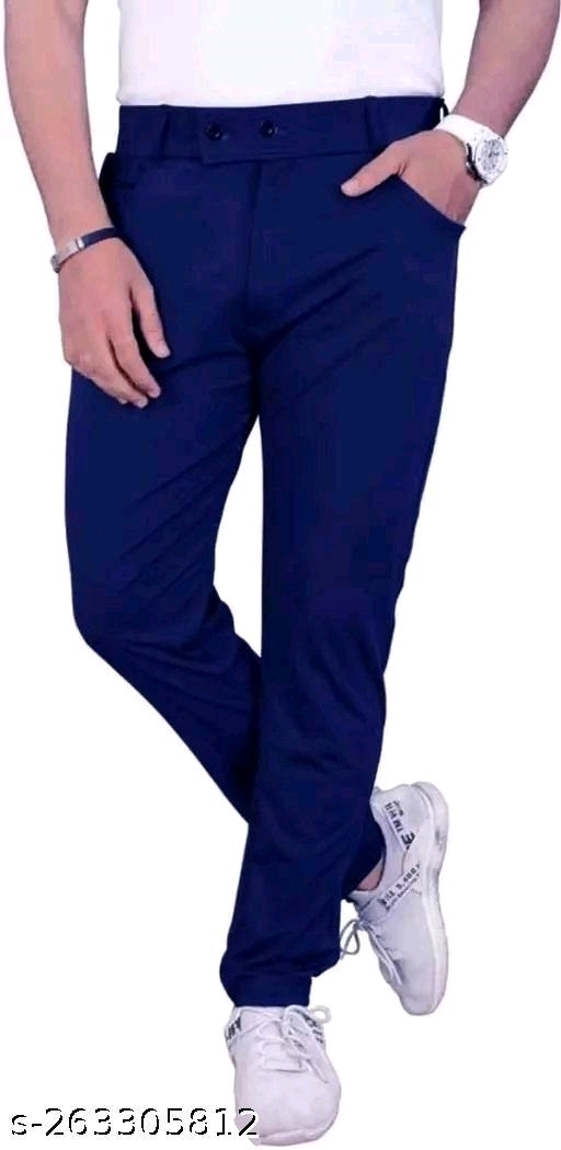 Mens Royal Blue Cotton Slim Fit Casual Chinos Trousers Stretch  Urbano  Fashion