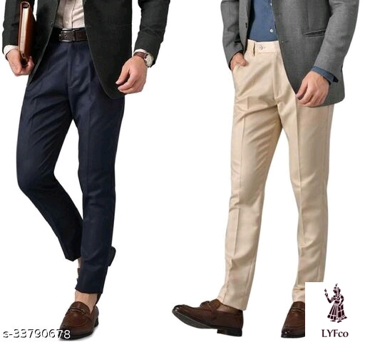 Plain Trouser Name Plain Trouser Fabric Lycra Pattern Solid Net  Men   1737499672