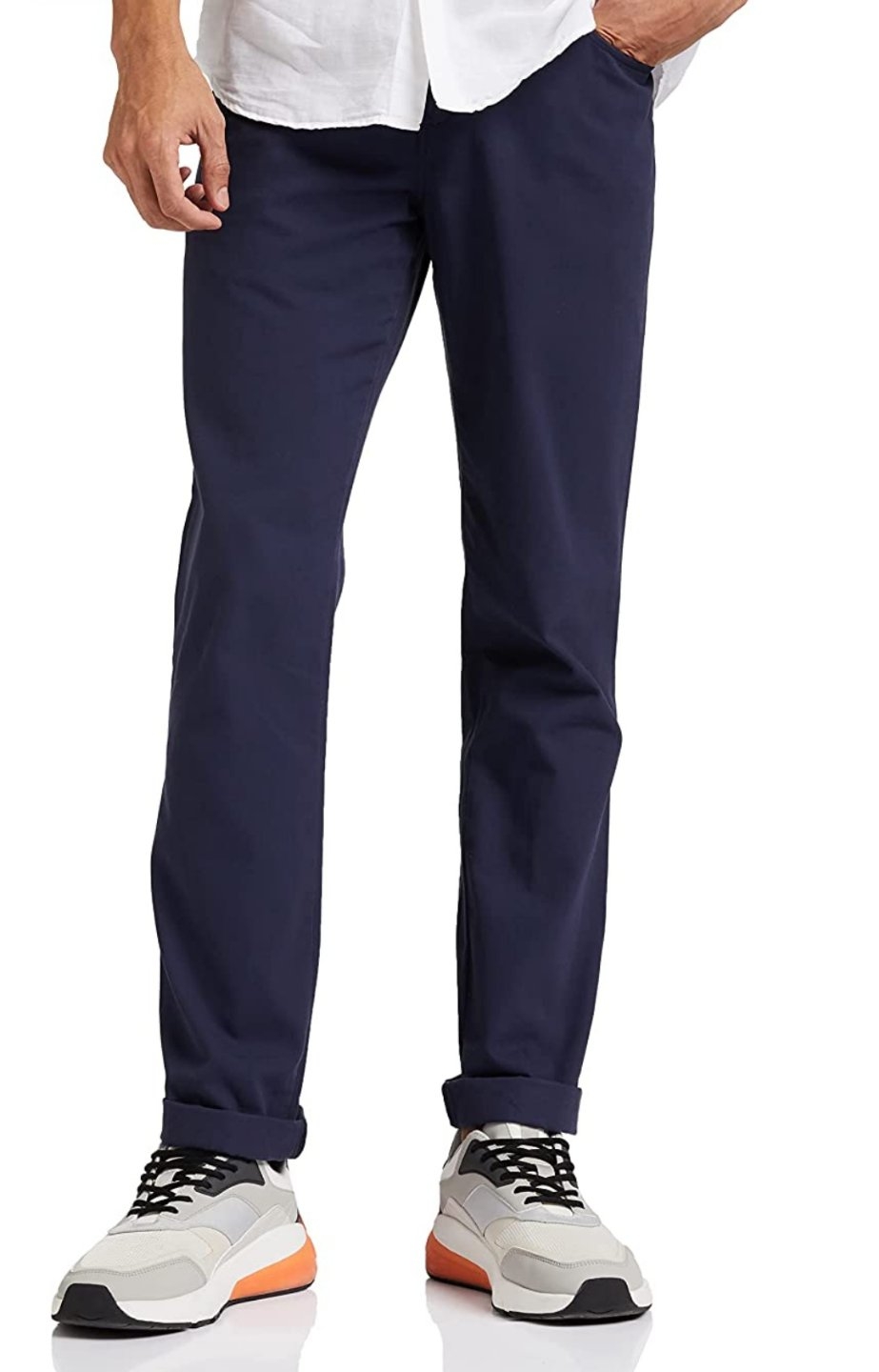 Men Navy Slim Fit Mid Rise Solid Casual Trouser