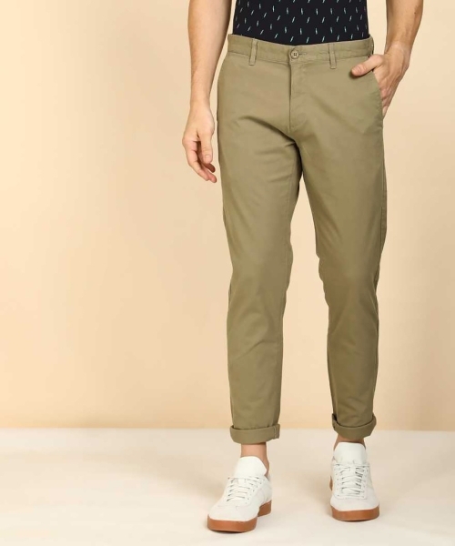 Buy Olive Cotton Blend Trousers for Men Online at Killer  495678