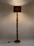 Dark Brown Floor Lamp with Black Cotton Shade