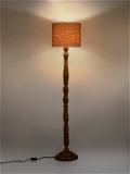 Dark Brown Floor Lamp with Brown Jute Shade