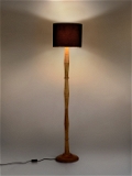 Natural Honey Floor Lamp with Black Cotton Shade - 12''X10''X56.5'', Natural Honey Brown, Cotton, Black