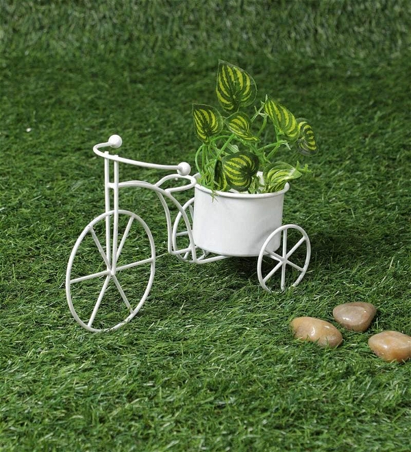 Small Cycle Planter White
