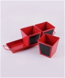 Set of three Chalk Board Painted Herb Pots Red