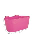 Set of Two 12'' Oval Railing Planter Pink