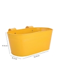 Set of Two 12'' Oval Railing Planter Yellow
