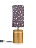 Metal Golden Table Lamp with Floral Print Shade