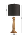 Green girgit Pillar Brown Lamp with Black Cotton Shade