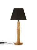 Green girgit Round Brown Lamp with Taper Black Cotton Shade