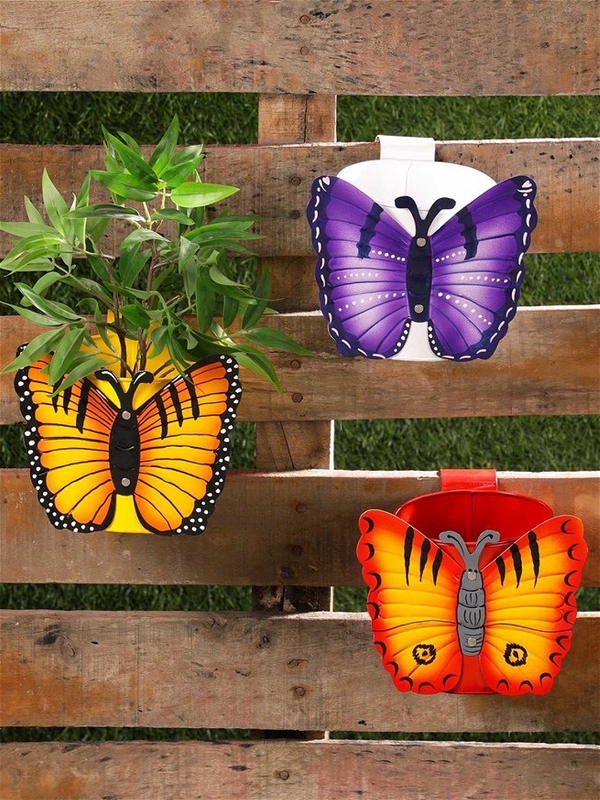 Set of Three Butterfly Railing planters