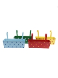 Set of Four 18'' Polka Dot Rectangle Planters - 18''X6''X6'', Multicolor, Glossy Powder Coated, Galvanized Iron