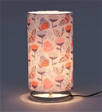 Butterfly on Flower Round Lamp - 6''X6''X12'', Digitally Printed Poly Cotton, Multicolor, Chrome