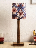 Blue Flowers Wooden Lamp